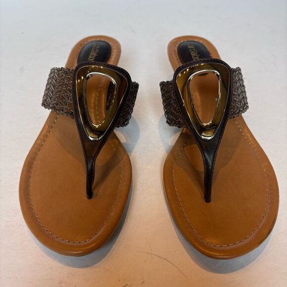 Liz Claiborne Women's Elegant Brown Wedge Sandals Thong Style Size 6M - Picture 2 of 9